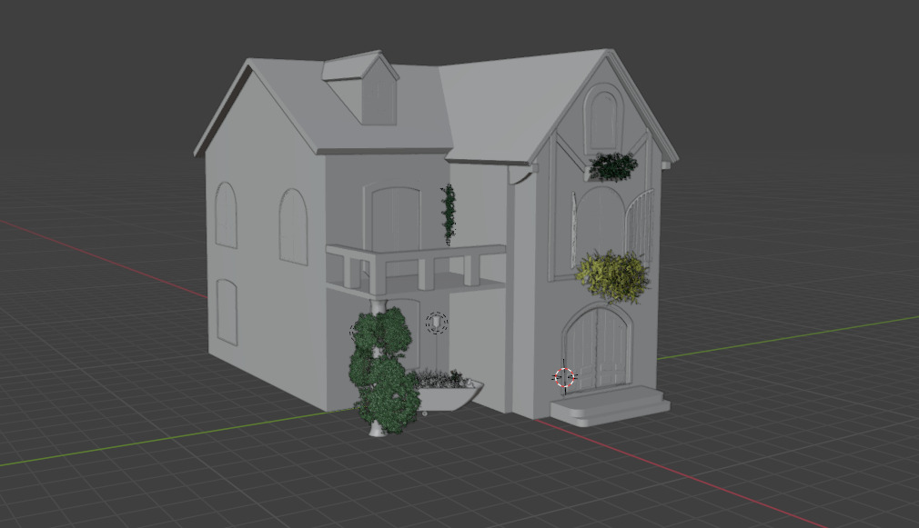 Rustic Brick House  Low-poly 3D model_2
