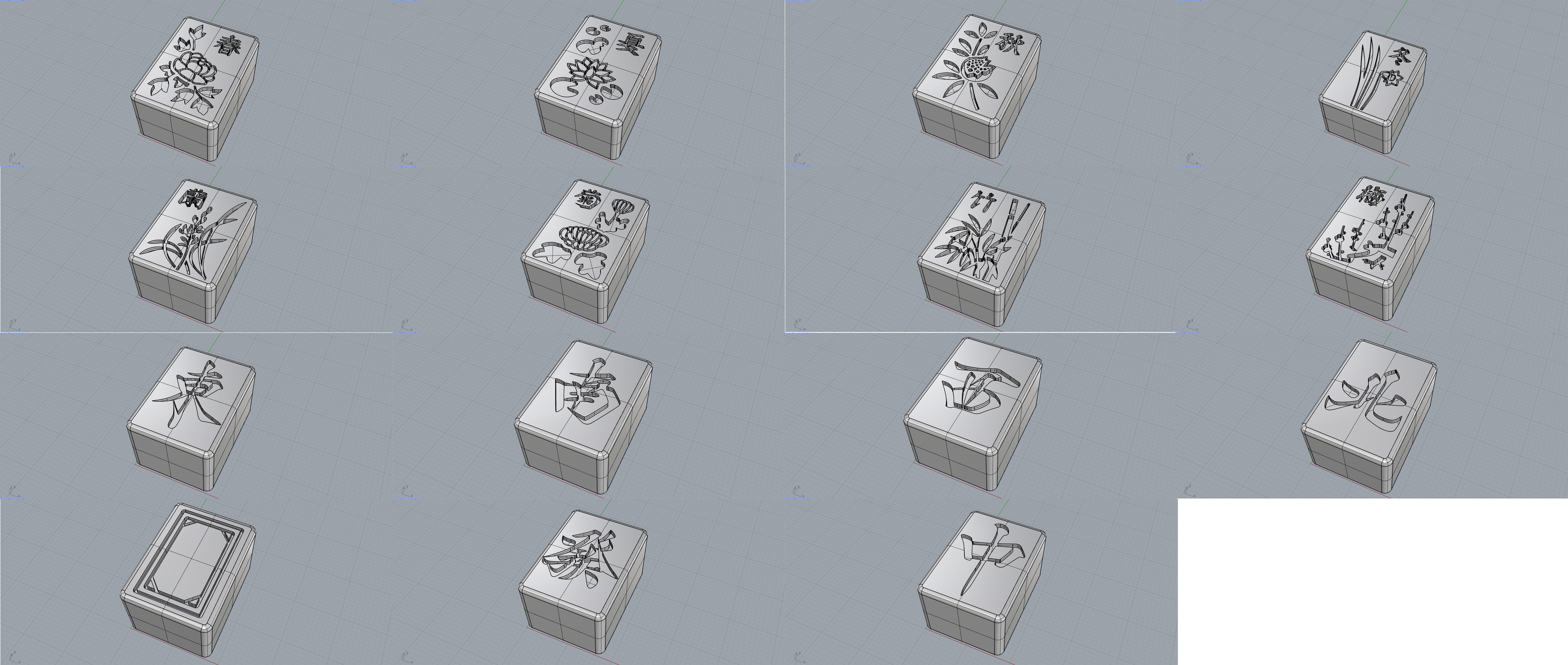 Mahjong tile Green Dragon 3dm 3D print model_2