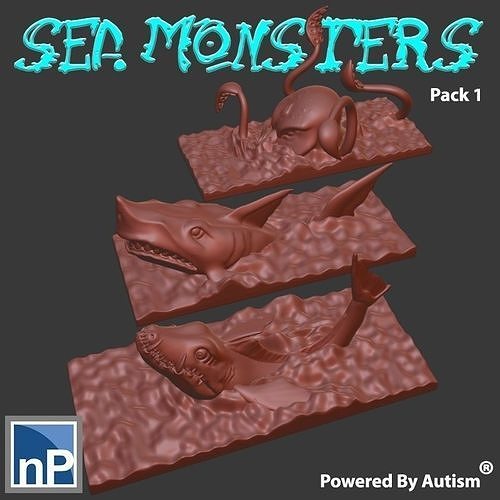 Mini Sea Monsters - pack 1 Free 3D print model