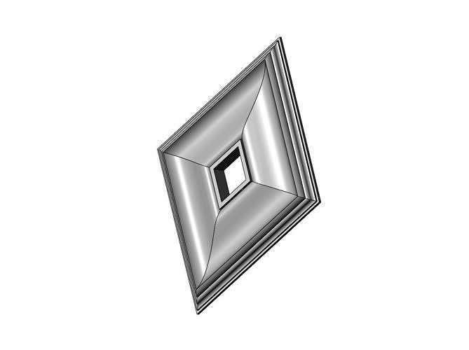 Diamond curved classic ceiling medallion rosette relief 3D print model