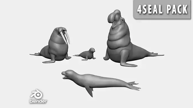 4Seal Pack  Low-poly 3D model