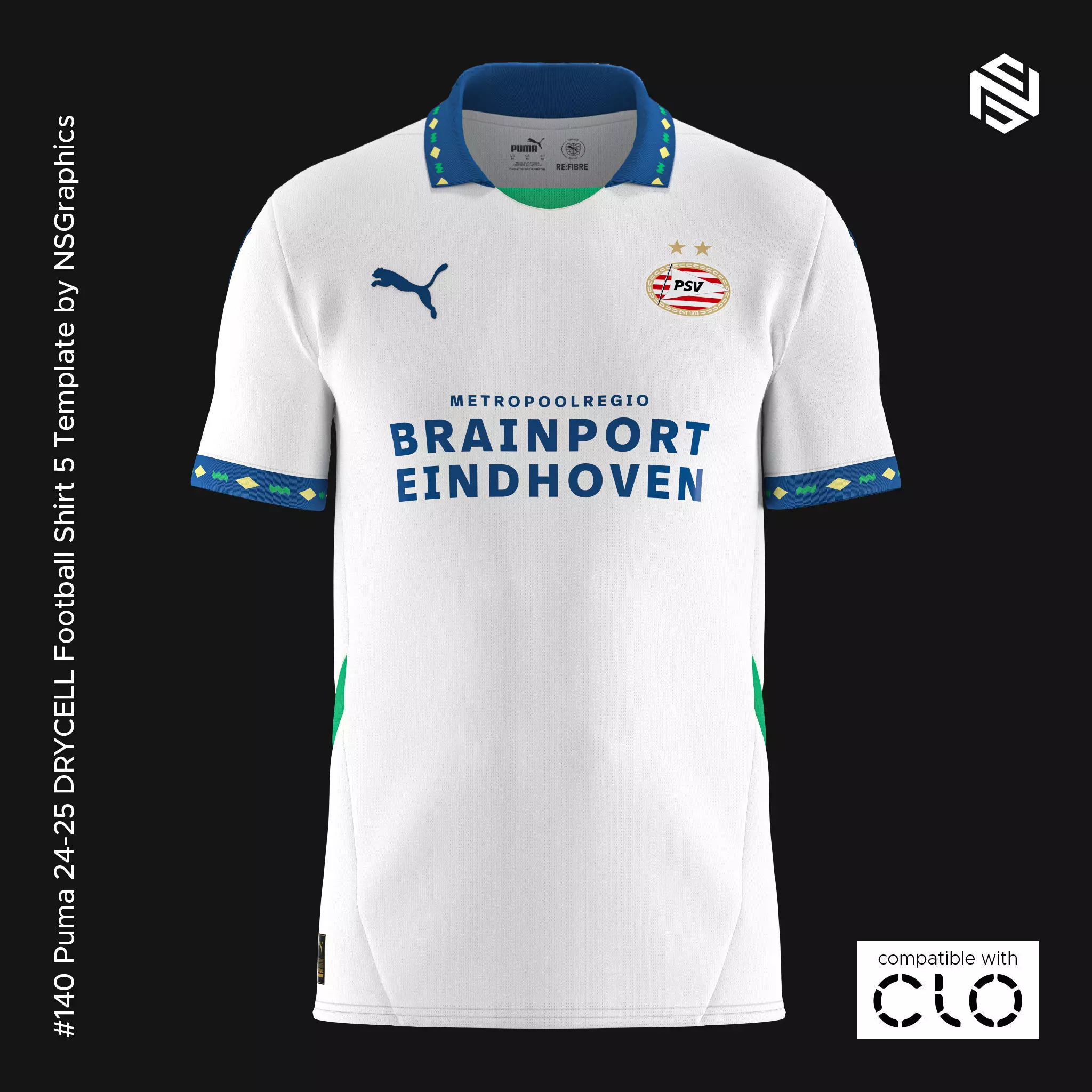 Puma 24-25 DRYCELL Football Shirt 5 Template for CLO 3D 3D model