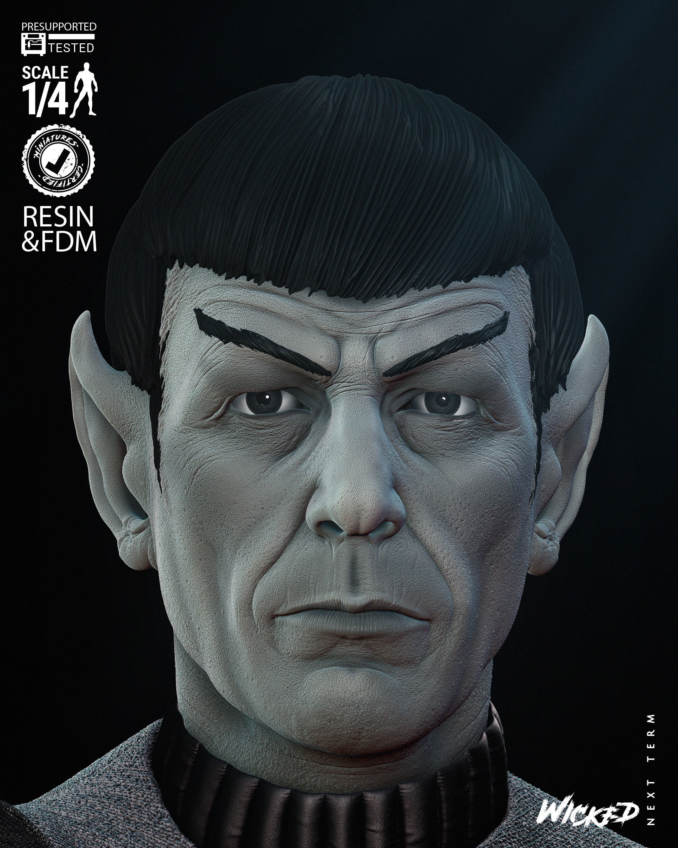 Wicked Movies Spock Bust 3D print model 3D print model_23