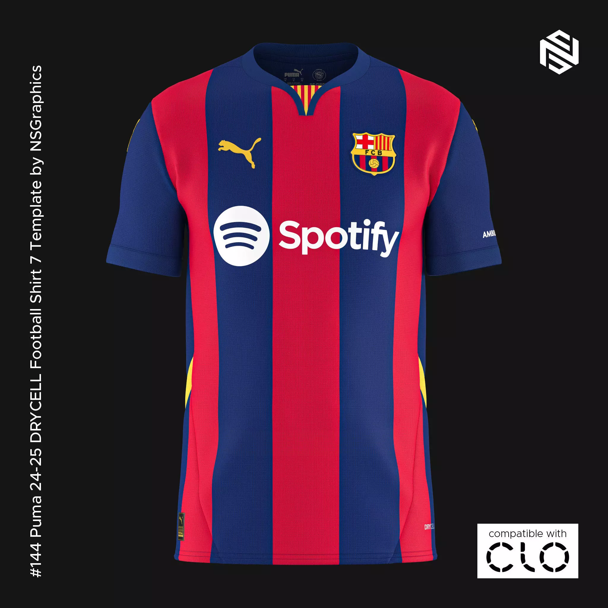 Puma 24-25 DRYCELL Football Shirt 7 Template for CLO 3D 3D model