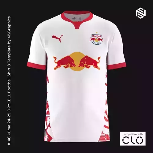 Puma 24-25 DRYCELL Football Shirt 8 Template for CLO 3D 3D model