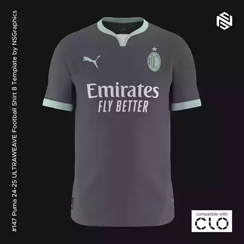 Puma 24-25 ULTRAWEAVE Football Shirt 8 Template for CLO 3D 3D model