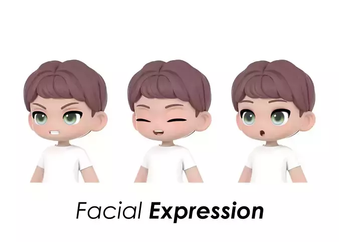 Colin Facial Expression Low-poly 3D model