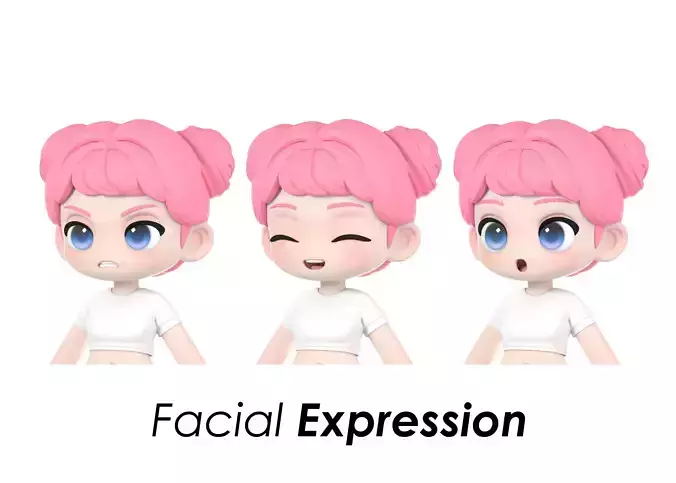 Chloe Facial Expression Low-poly 3D model