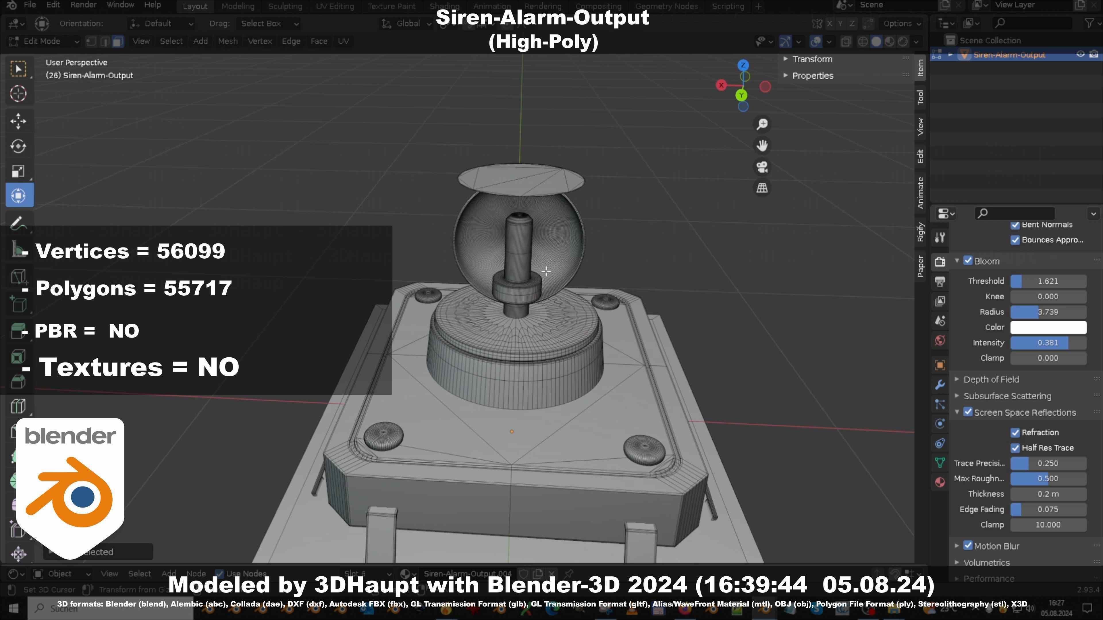Siren-Alarm-1-Output-Module 3D model_35