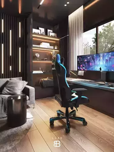 cozy gaming art director home office