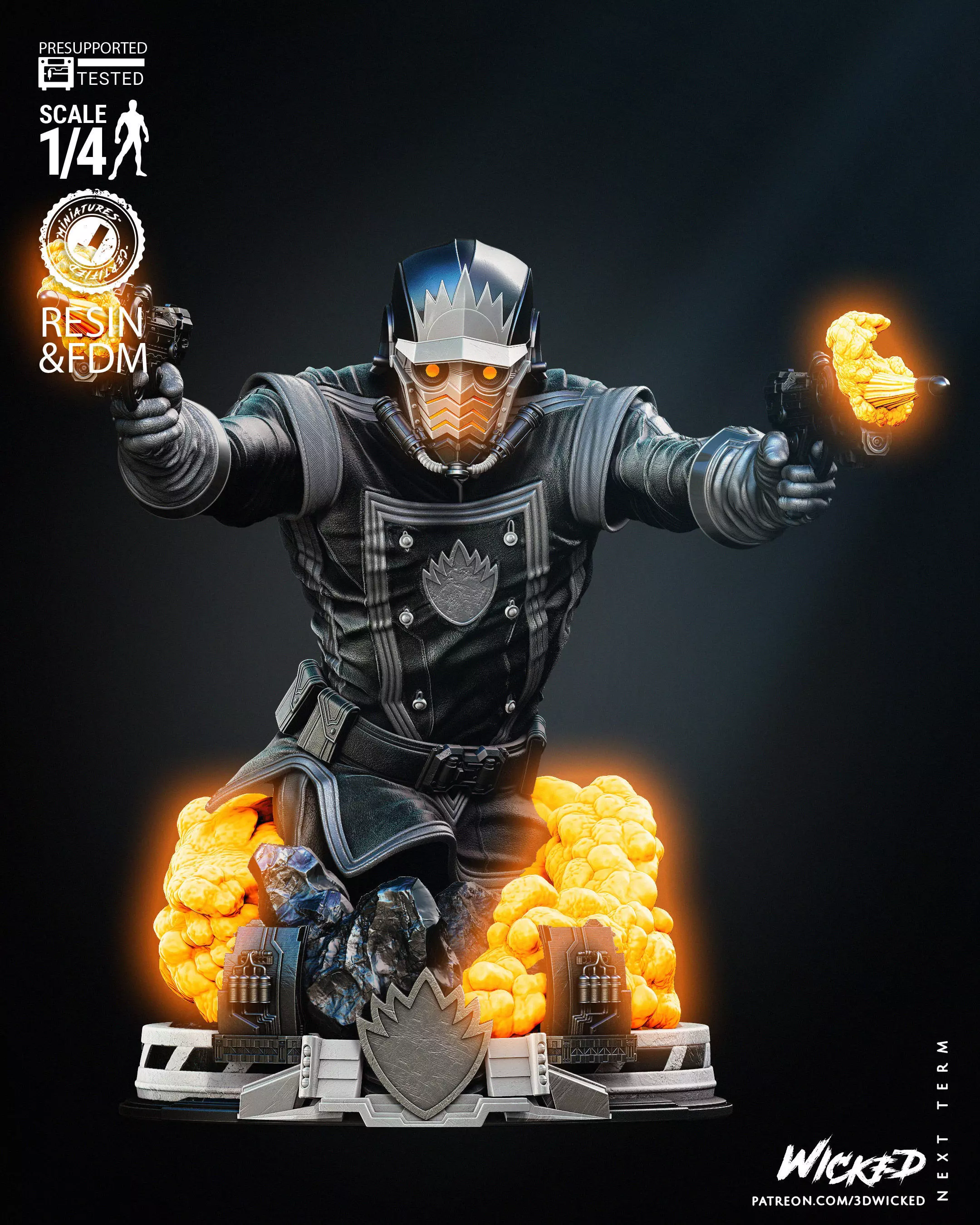 Wicked Marvel Star Lord Bust 3D print model