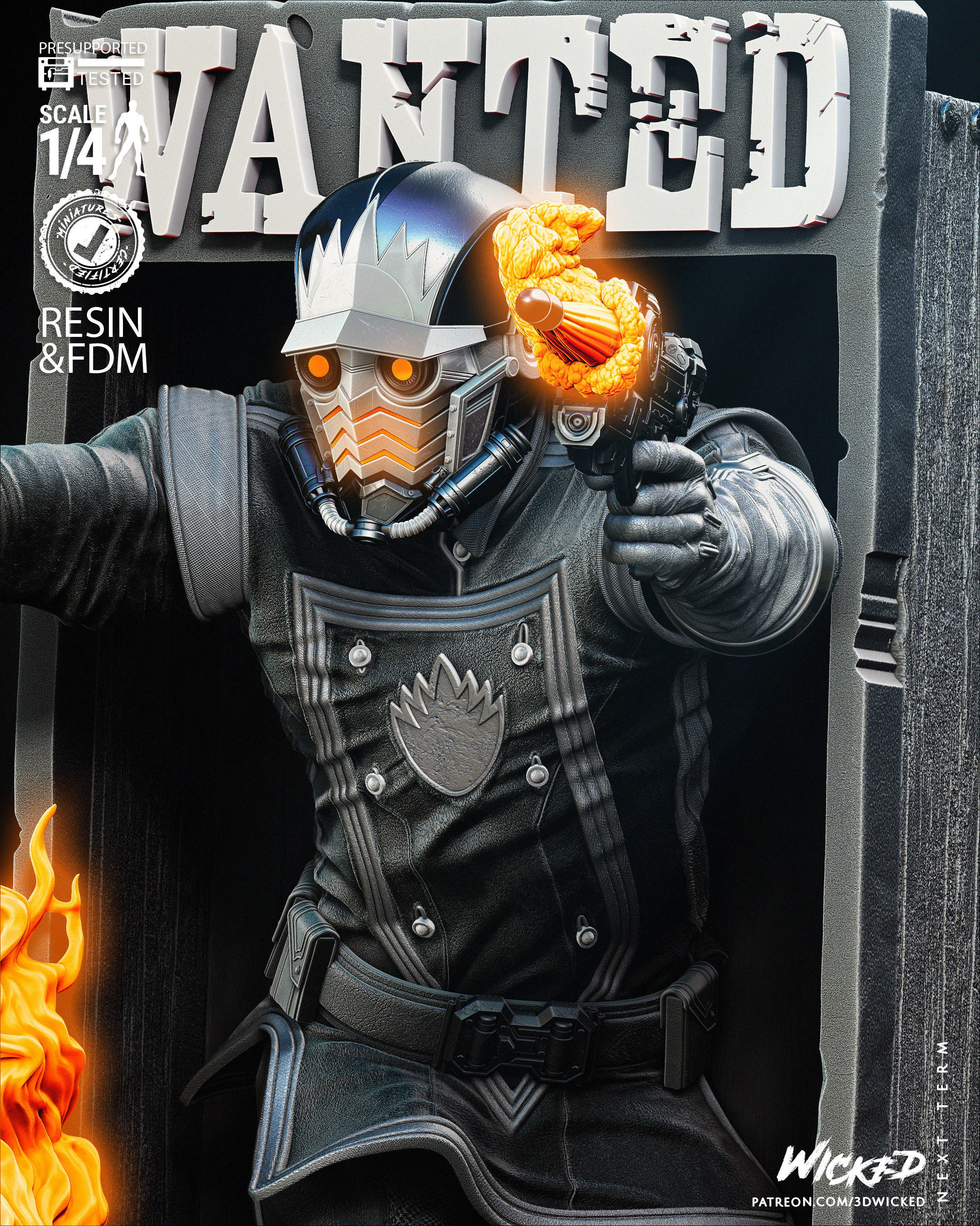 Wicked Marvel Star Lord Bust Poster 3D print model_27