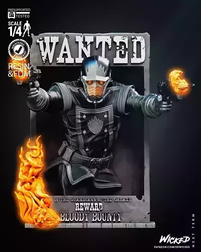Wicked Marvel Star Lord Bust Poster 3D print model