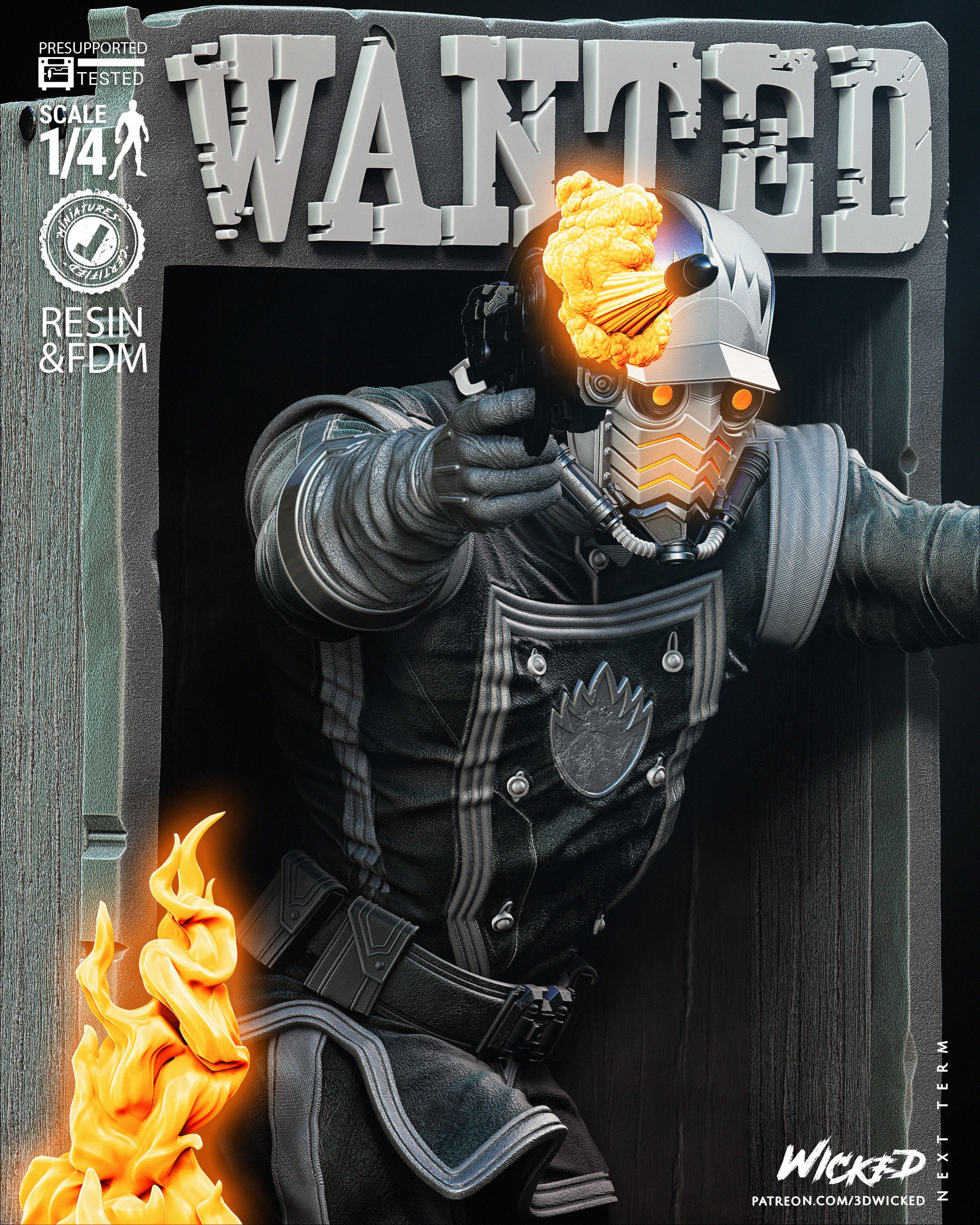 Wicked Marvel Star Lord Bust Poster 3D print model_24