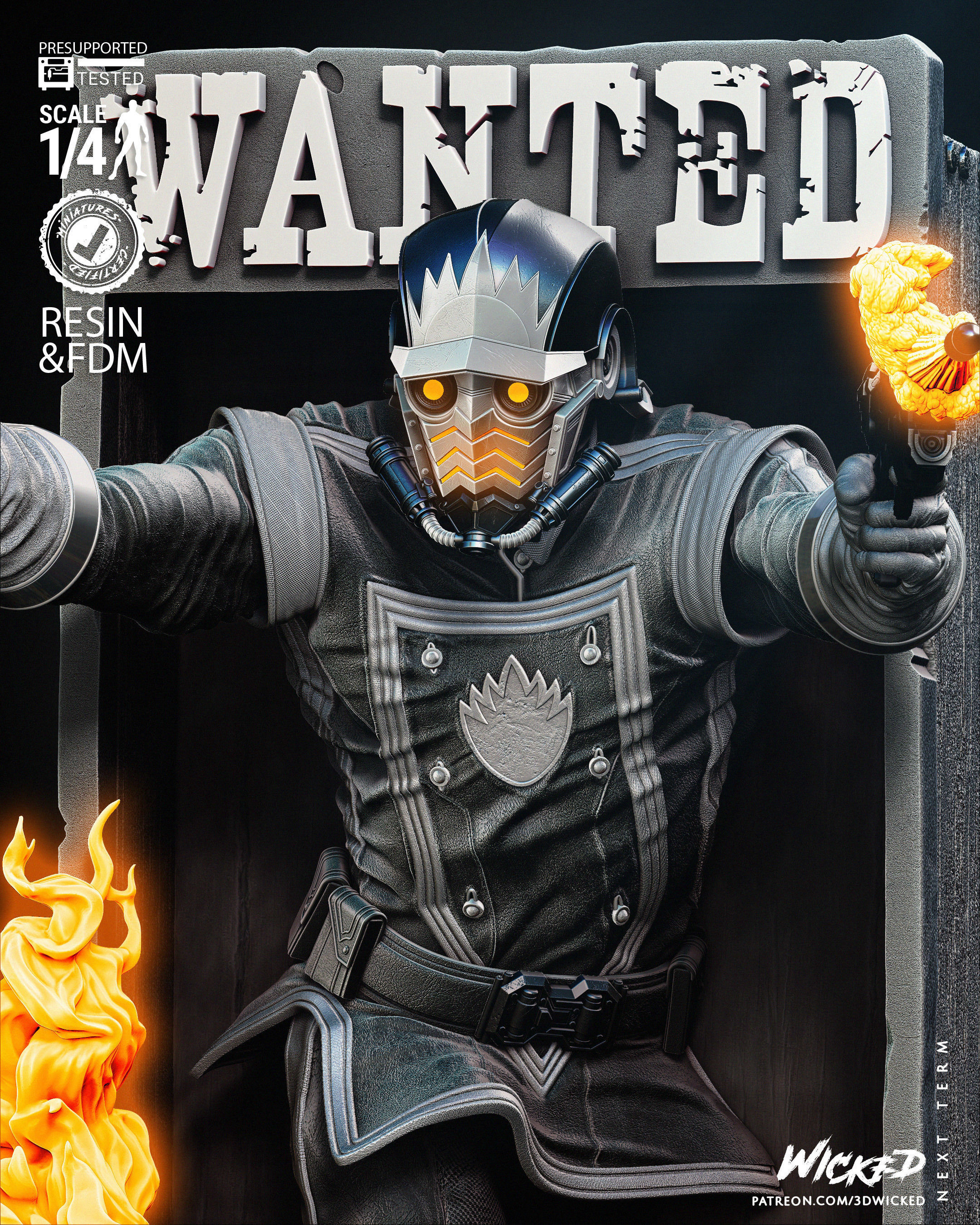 Wicked Marvel Star Lord Bust Poster 3D print model_22