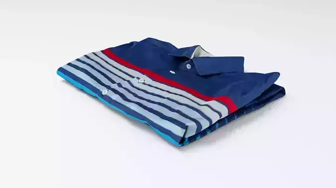 Blue generic folded polo shirt with stripes business style