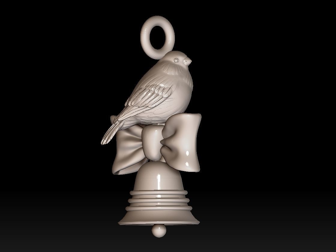 bow bird bell 3D print model_8