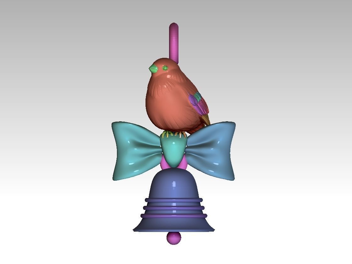 bow bird bell 3D print model_9