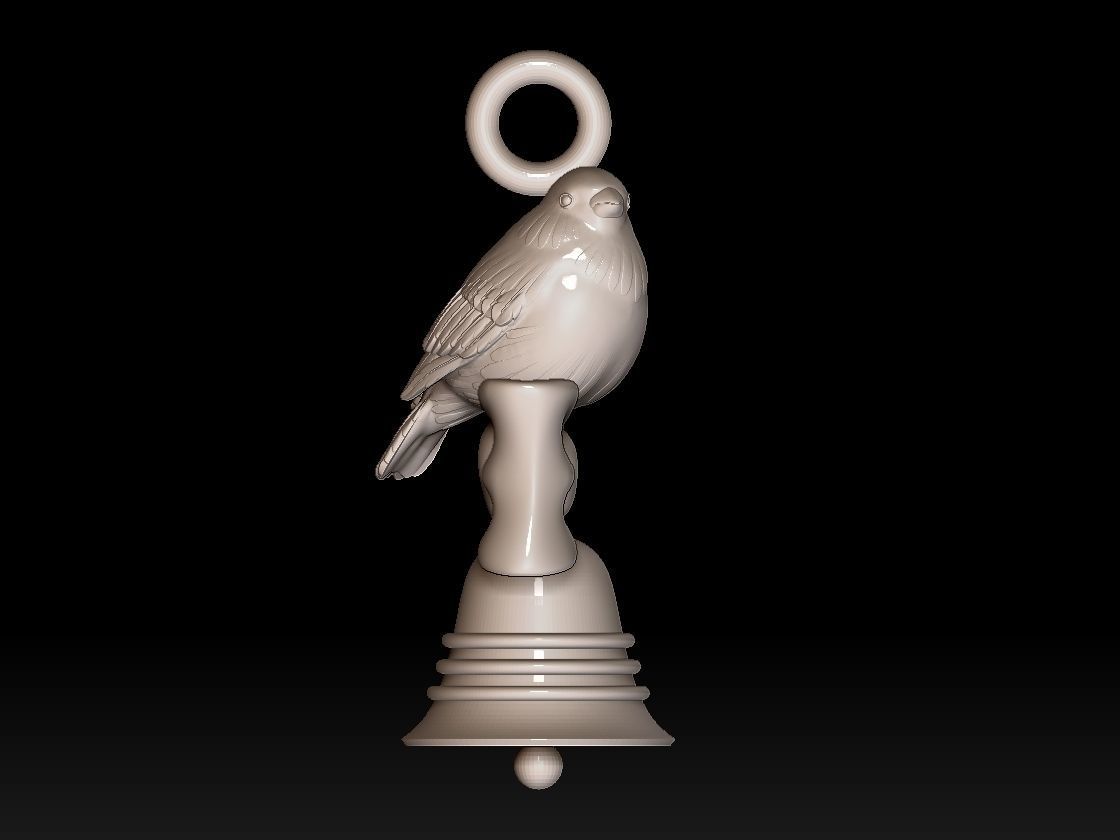 bow bird bell 3D print model_5
