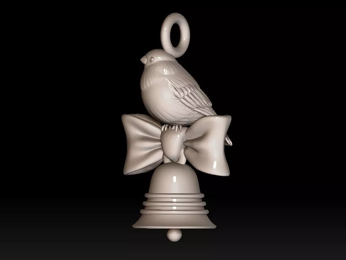 bow bird bell 3D print model_0