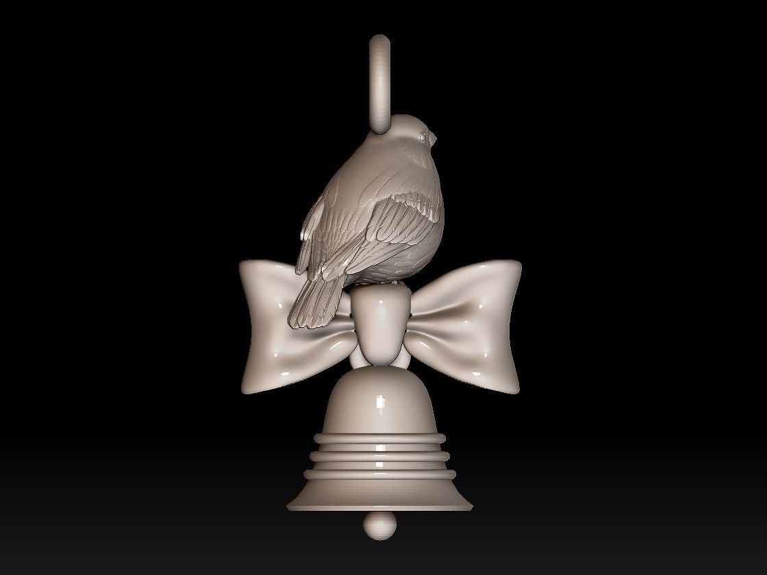 bow bird bell 3D print model_32