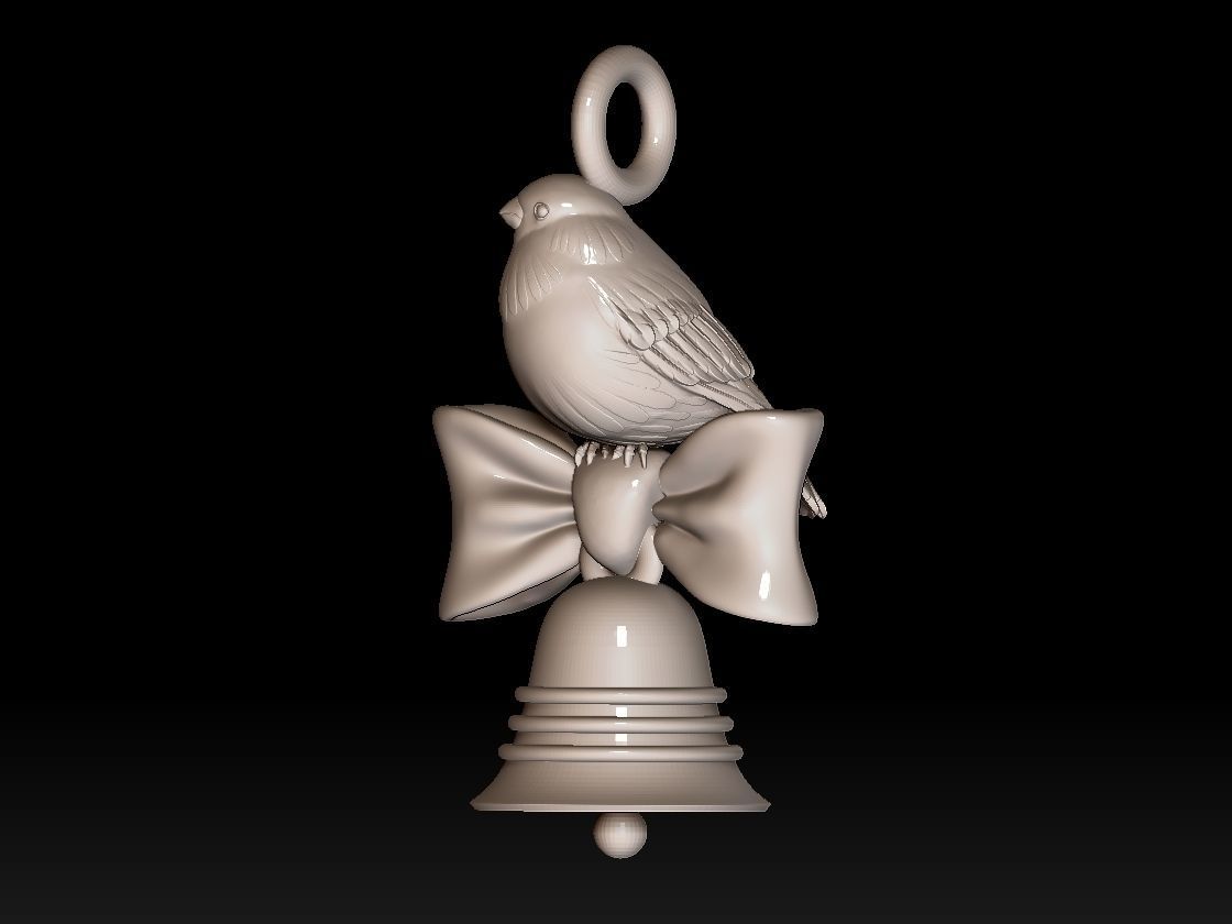 bow bird bell 3D print model_29