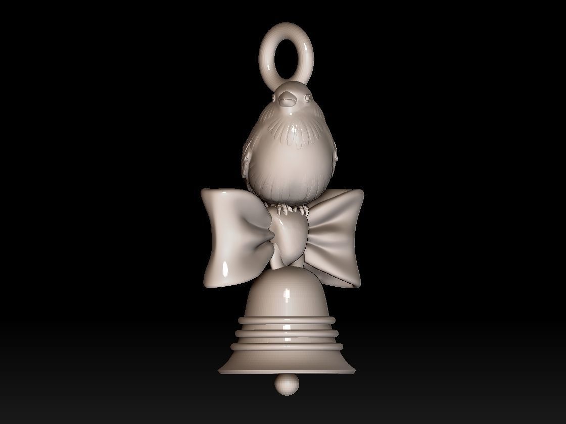 bow bird bell 3D print model_7