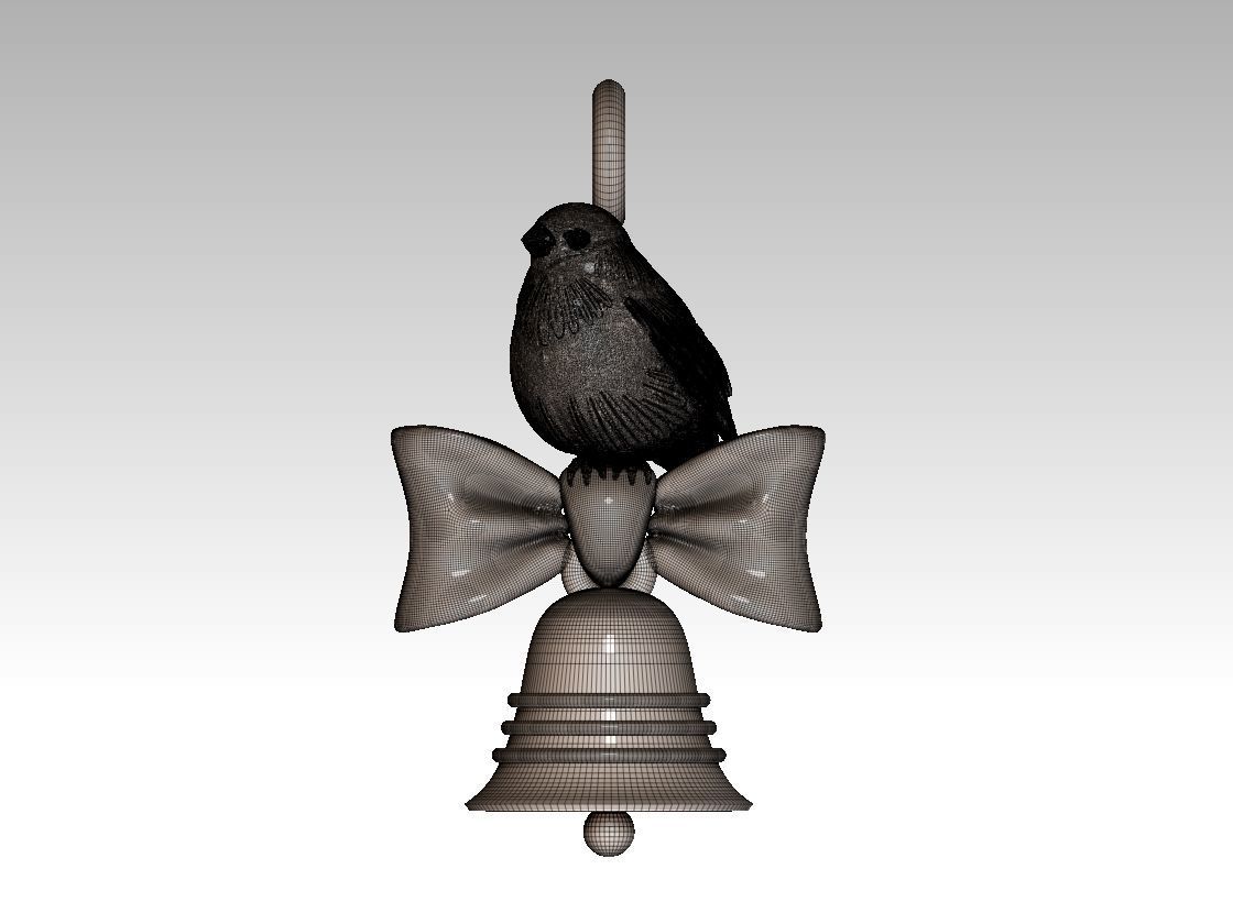 bow bird bell 3D print model_26