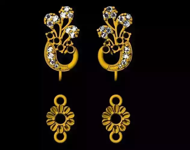 Peacock Earring 3dm file 