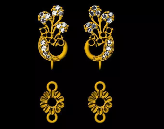 Peacock Earring 3dm file 3D print model_0