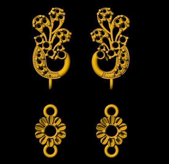 Peacock Earring 3dm file 3D print model_3