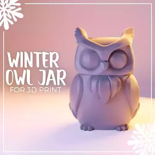 Winter Owl Jar- print in place- free supports Free 3D print model