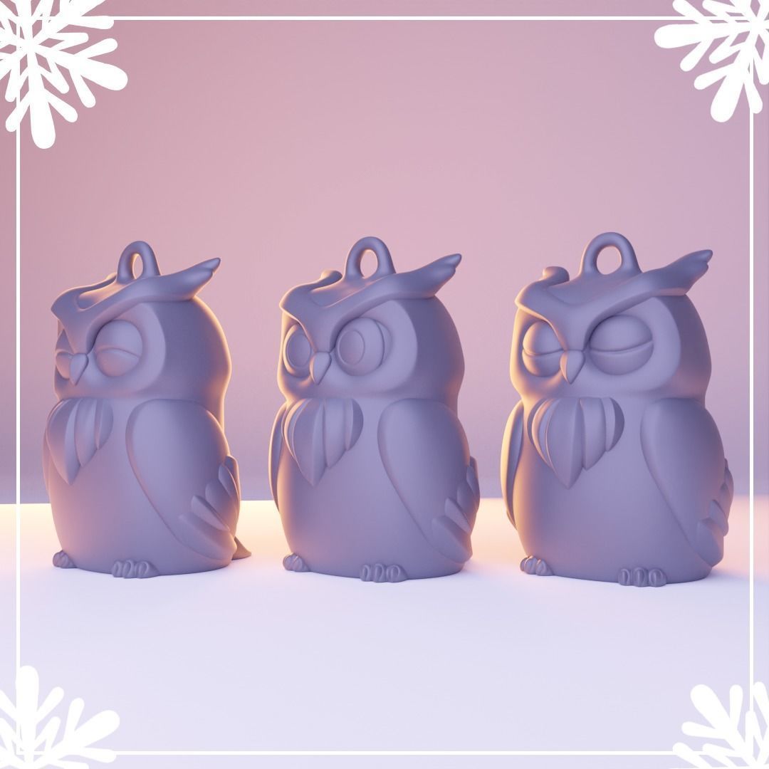 Owl- Keychain - Print in Place- Free Supports 3D print model_3