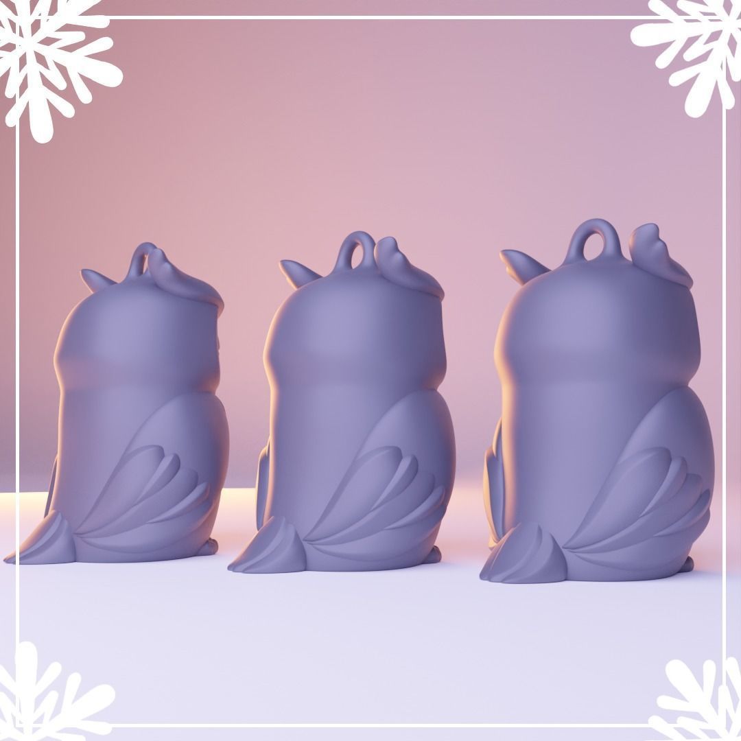 Owl- Keychain - Print in Place- Free Supports 3D print model_6
