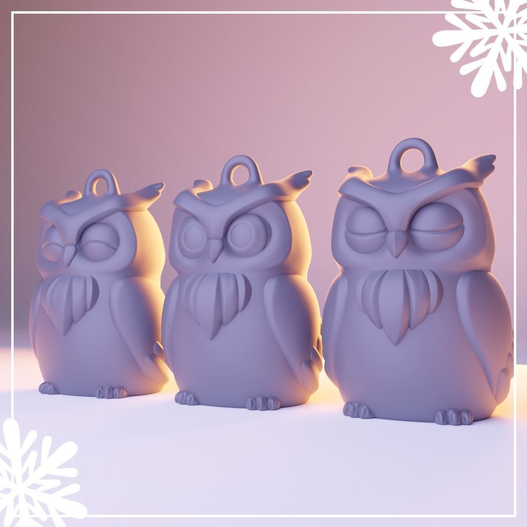 Owl- Keychain - Print in Place- Free Supports 3D print model_2