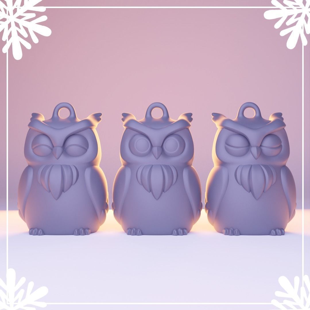 Owl- Keychain - Print in Place- Free Supports 3D print model_1