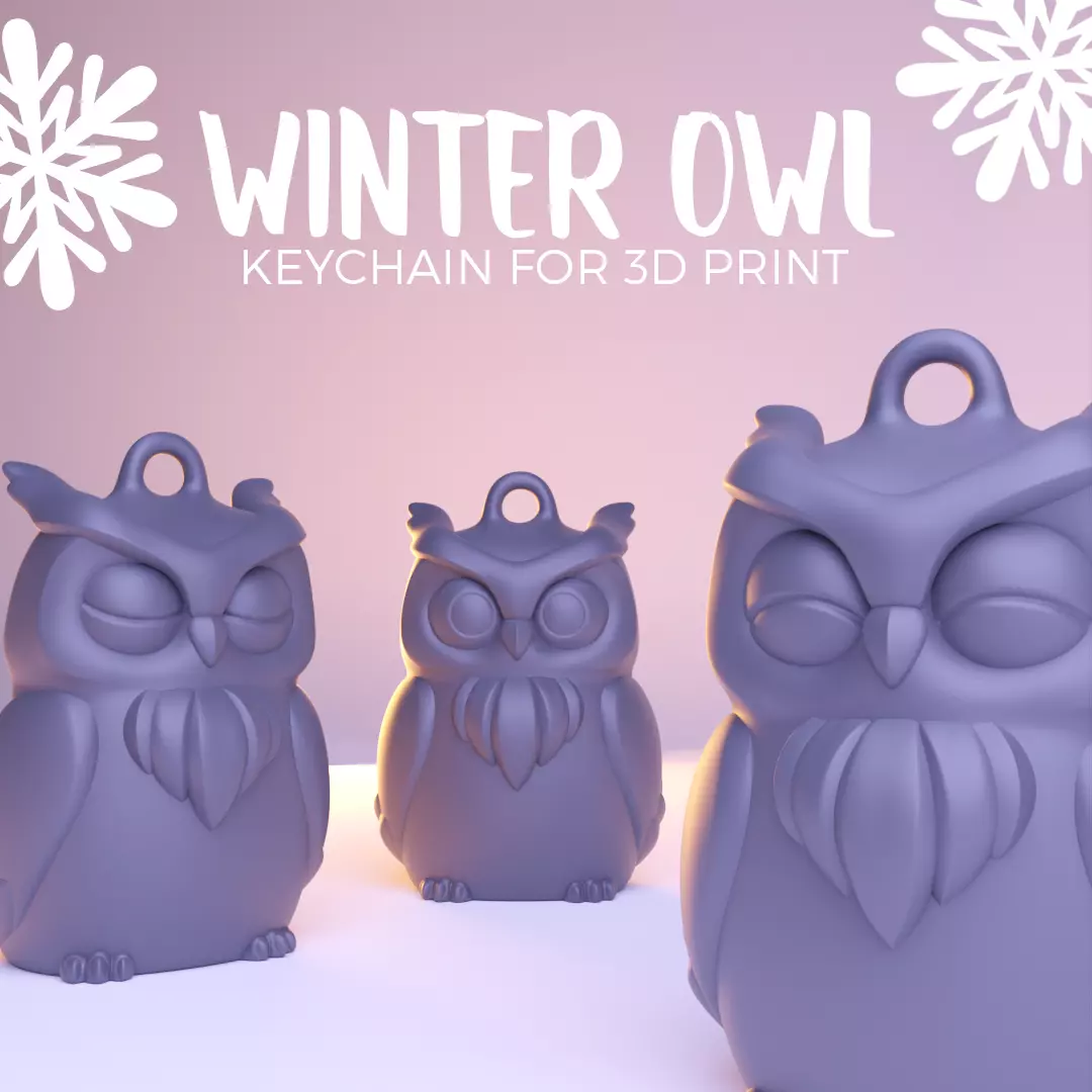Owl- Keychain - Print in Place- Free Supports 3D print model_0