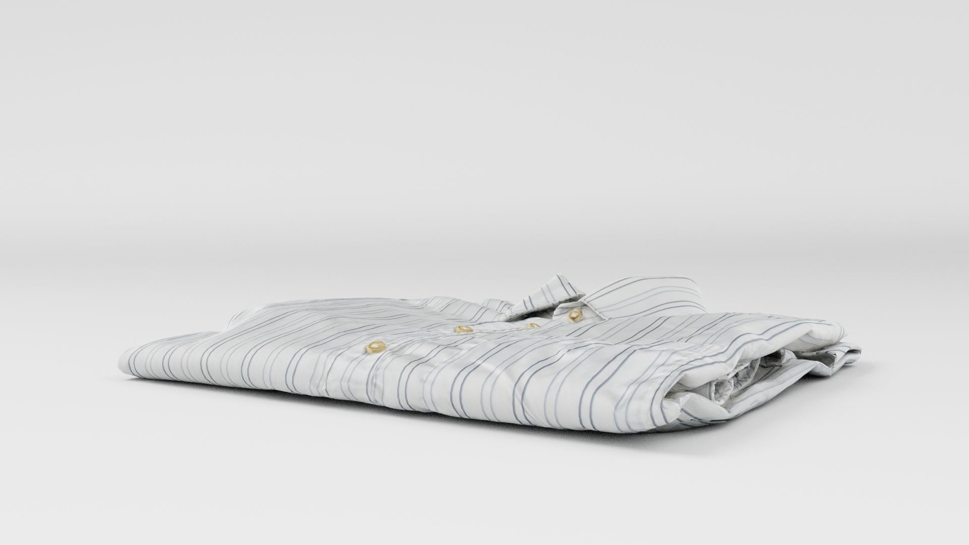 White generic folded shirt with stripes business style clothing 3D model_4