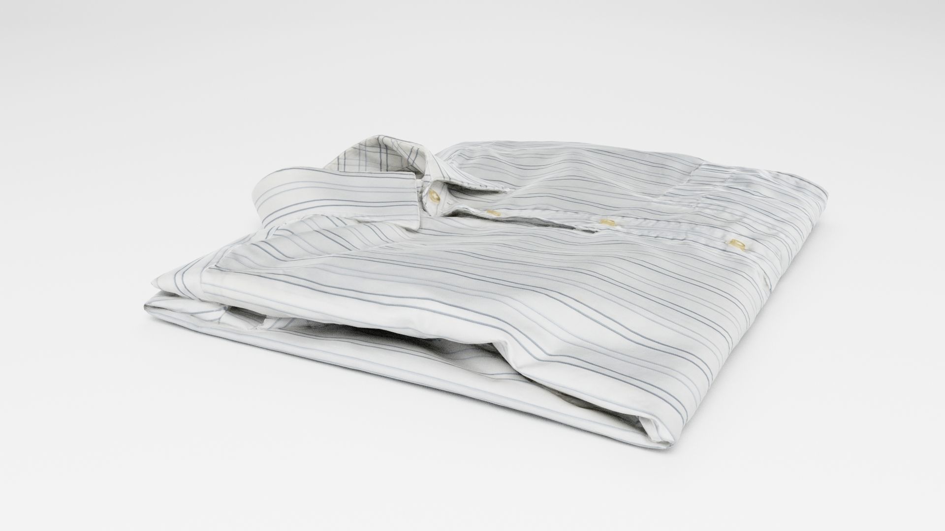 White generic folded shirt with stripes business style clothing 3D model_3