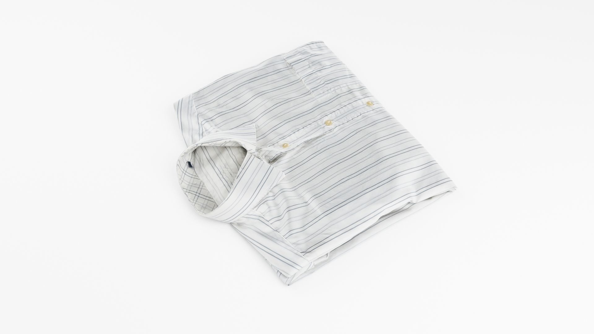 White generic folded shirt with stripes business style clothing 3D model_2