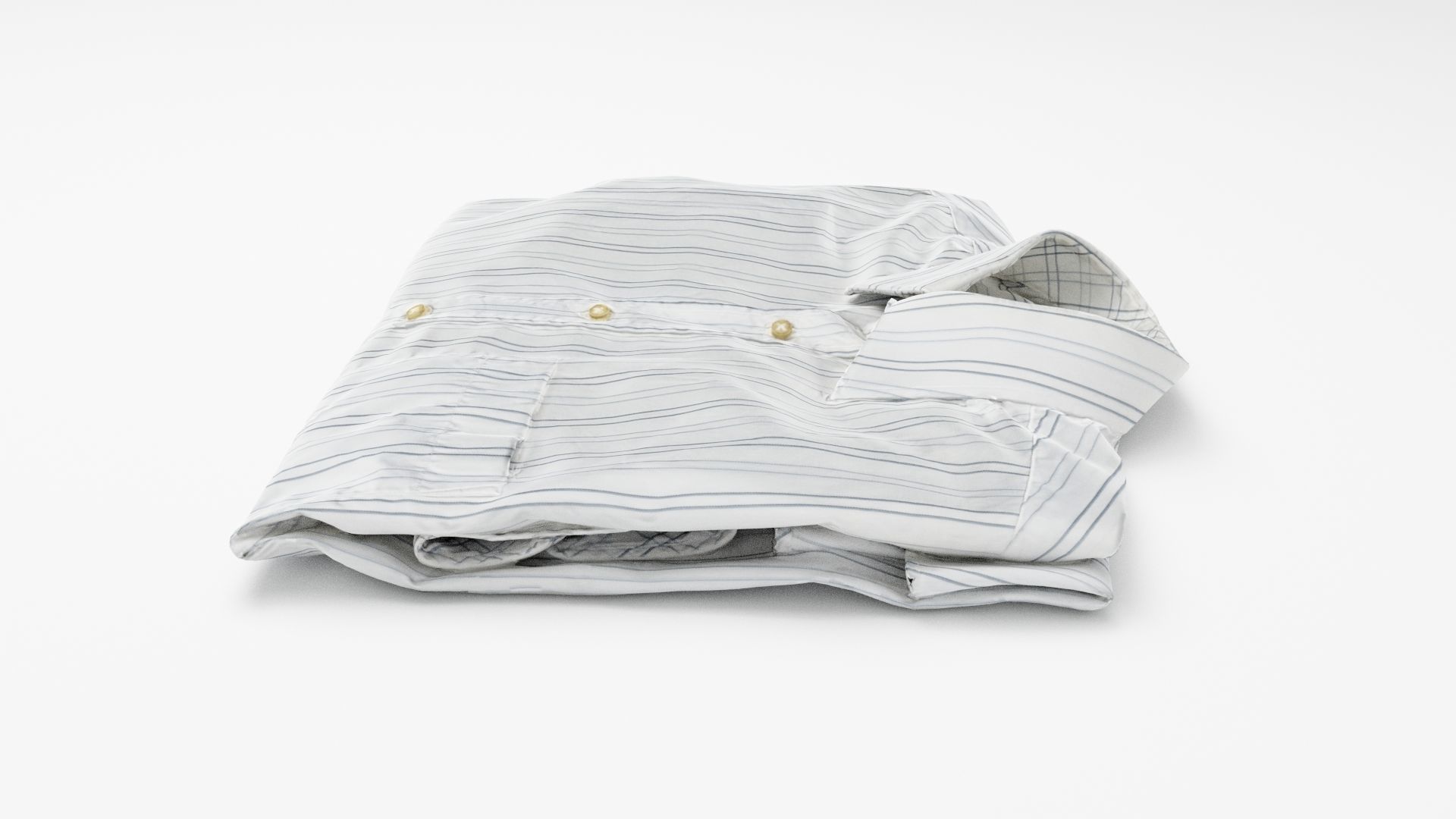 White generic folded shirt with stripes business style clothing 3D model_1