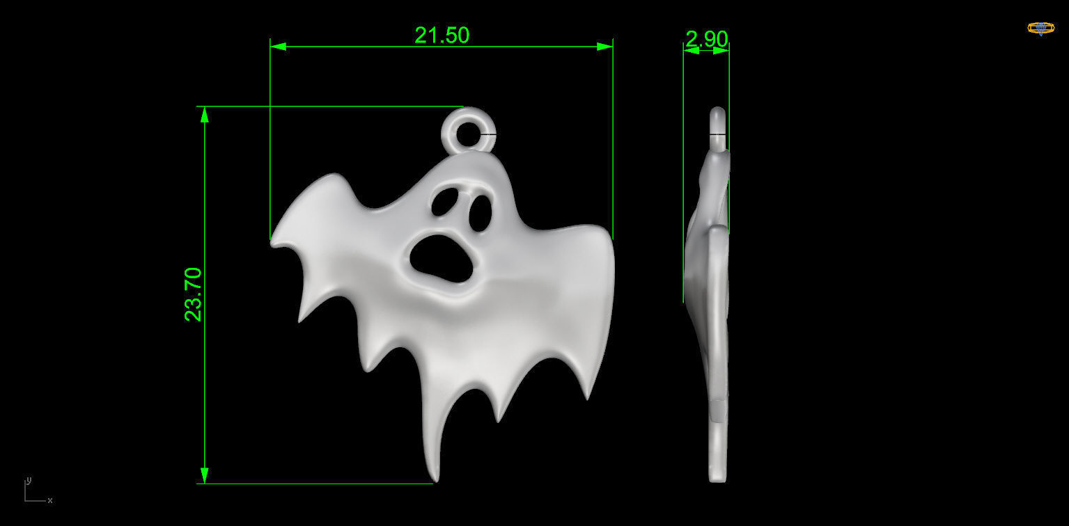 Ghost pendant  3D print model_1