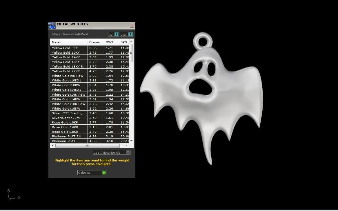 Ghost pendant  3D print model_2