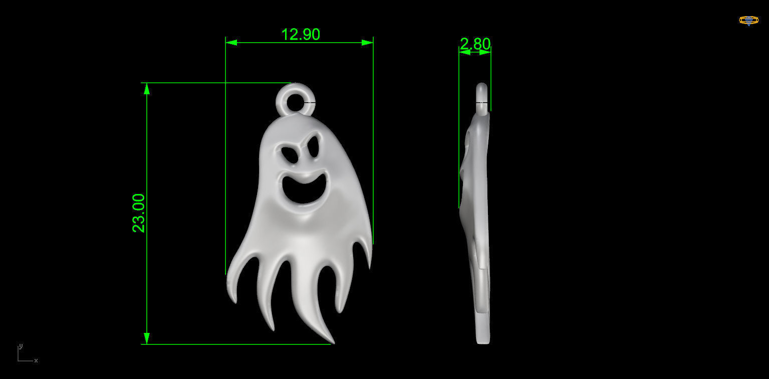 Ghost pendant  3D print model_3