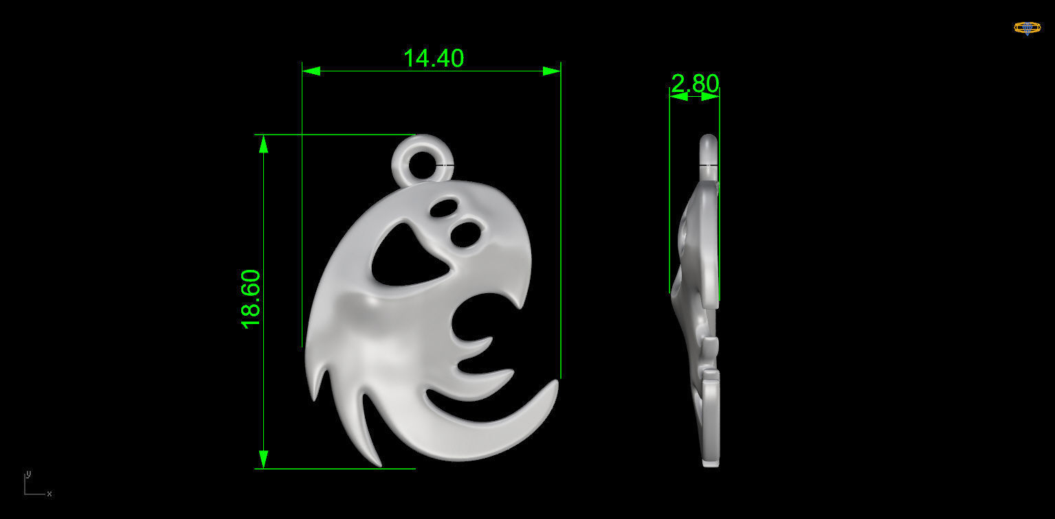 Ghost pendant  3D print model_5