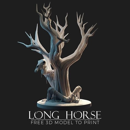 Long Horse sculpture for 3D printing Free 3D print model