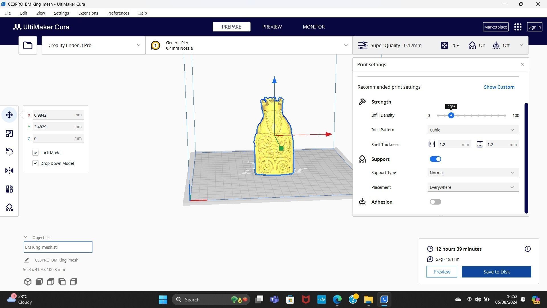 Lewis King chess pieces 3D print model_1