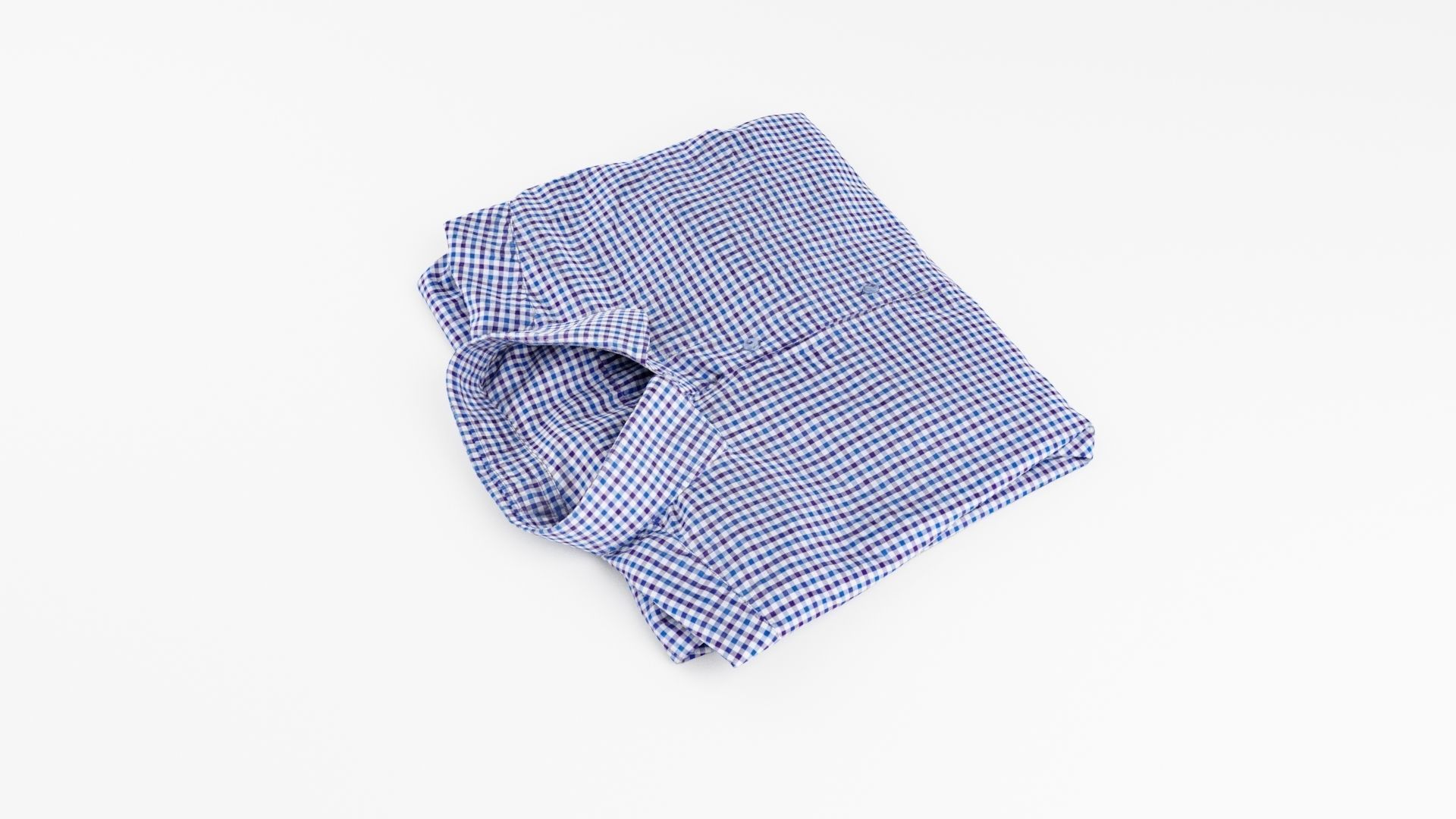 Blue generic folded checkered shirt with business style 3D model_2