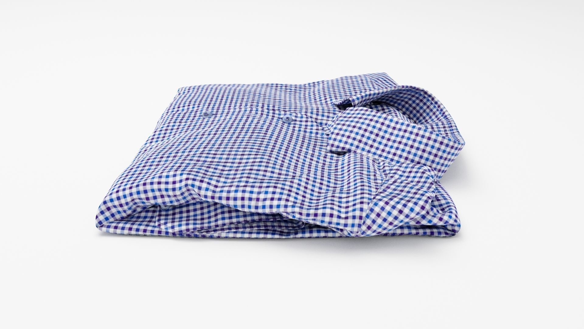 Blue generic folded checkered shirt with business style 3D model_1