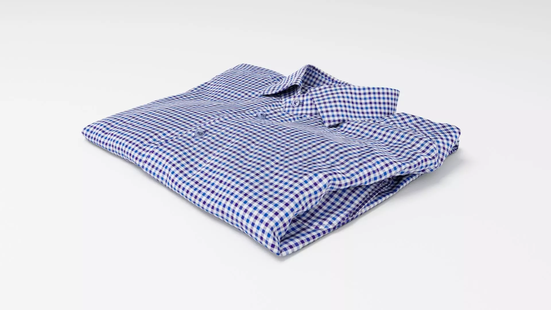 Blue generic folded checkered shirt with business style 3D model_0